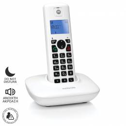 Motorola T401+ White (Ελληνικό Μενού) Ασύρματο τηλέφωνο με φραγή αριθμών, ανοιχτή ακρόαση και Do Not Disturb